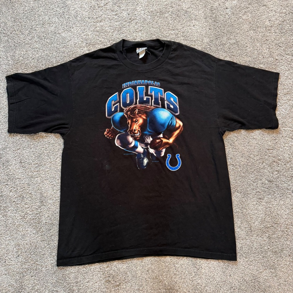 Vintage 2001 Indianapolis Colts Lee Sport Graphic T-Shirt Black Mens XL